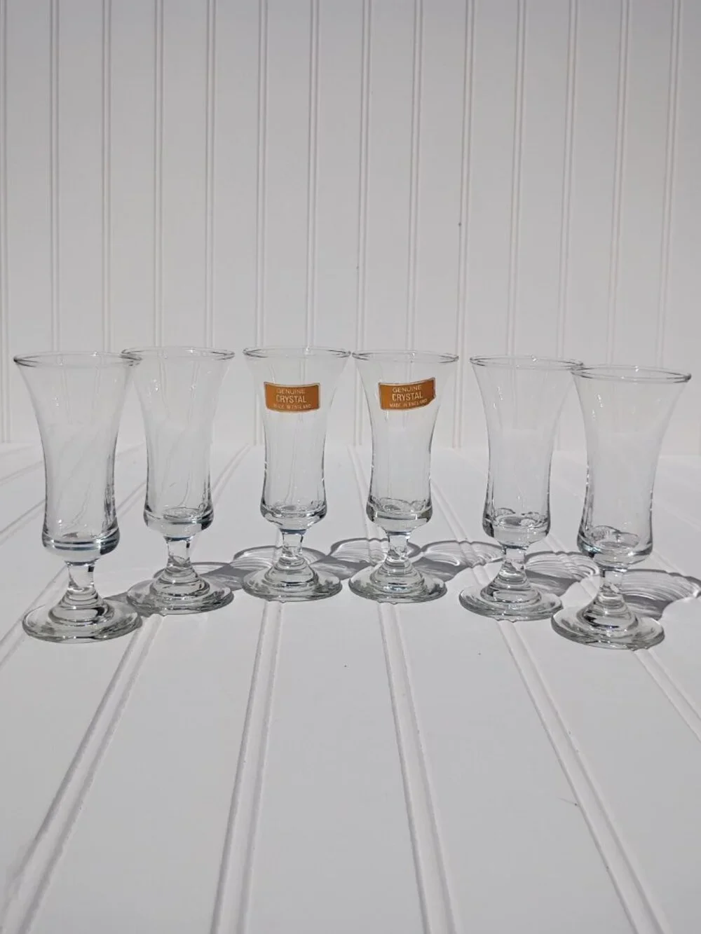 Vintage Genuine Crystal Cordial Glasses Made in England Footed Shot Glass Set